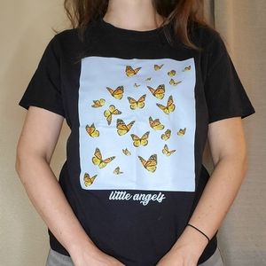 L Forever 21 black graphic t-shirt tee cotton